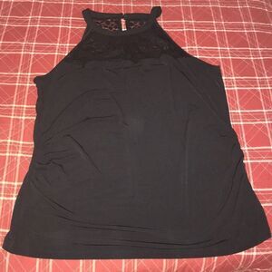 NWOT New York & company black lace detail sleeveless tank top summer blouse